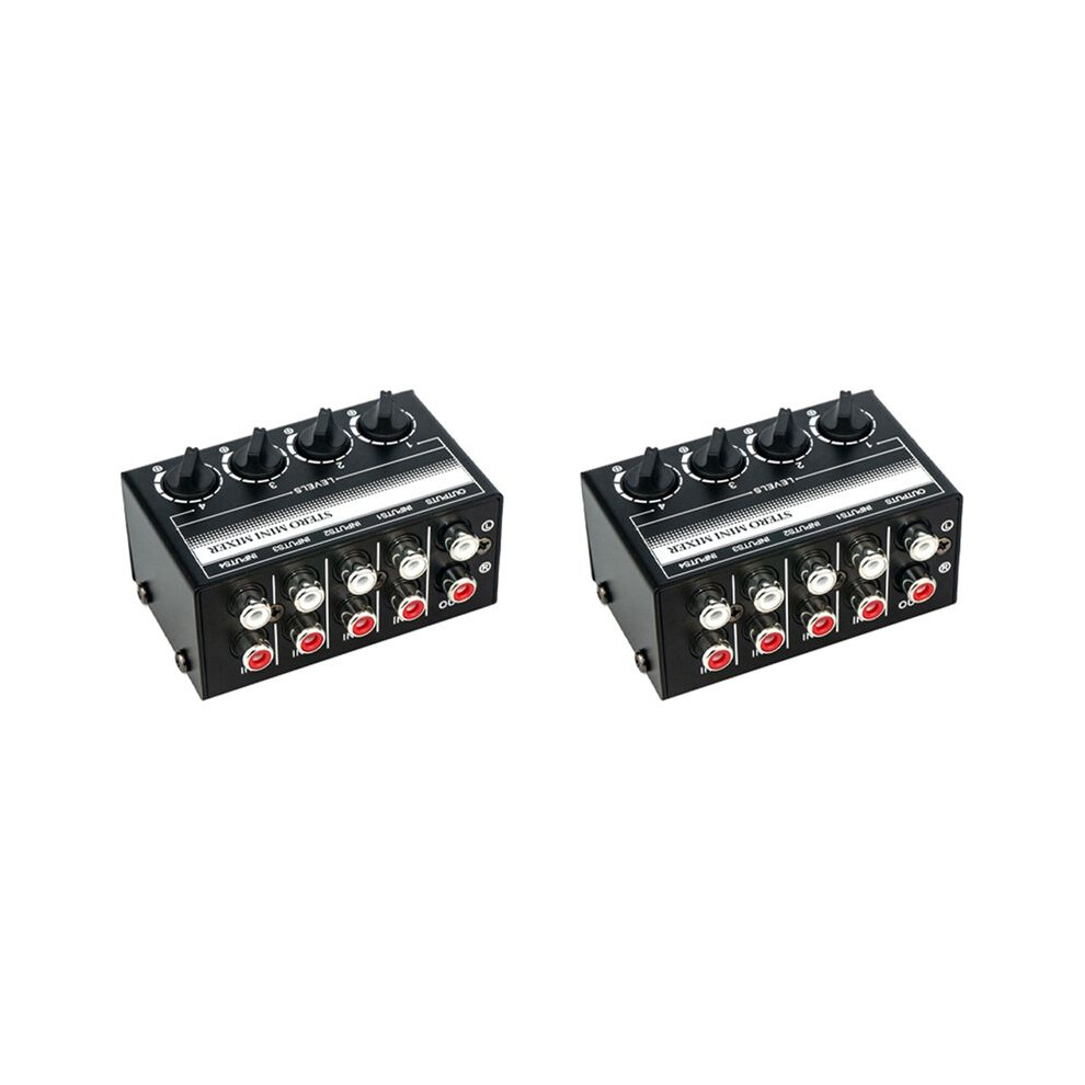 2X 4 Channel Stereo Audio Mixer Support Rca Input And Output Passive Stereo Mixer With Separate Volume Controls 6033340174012