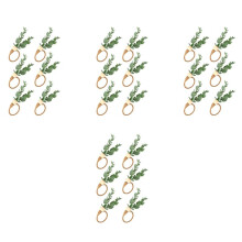 24 Stücke Eukalyptus Serviettenringe Handgefertigte Holzperlen Heimdekoration Faux Grün Serviettenhalter für Hochzeiten, Partys Usw