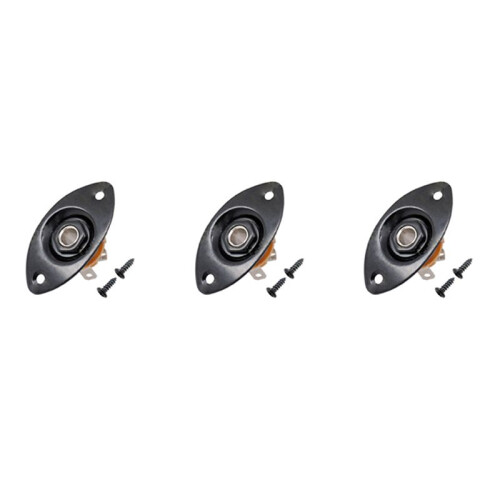 Oval Indented Guitar Jack Plate30 BK Oval Indented Guitar Jack Plate & Socket Black High Quality, 3 Pack