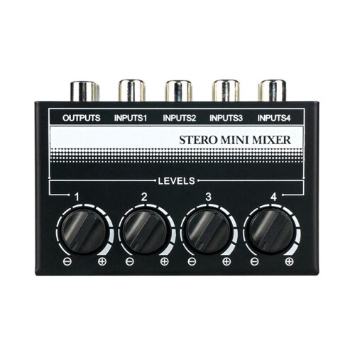 2X 4 Channel Stereo Audio Mixer Support RCA Input and Output  Passive Stereo Mixer with Separate Volume Controls 1