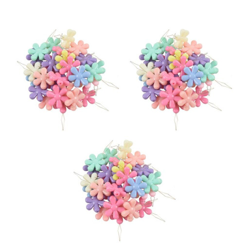 90Pcs Random Color Plastic+Metal Flower  Wire Loop DIY Needle Threader Stitch Insertion Hand Machine Sewing Tool