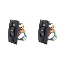2X Interruptor de Bomba de Porão 12-24V Alarme à Prova D'água Painel de Controle de Limpeza de Convés para Bombas de Porão de