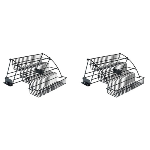 2X Metal 3-Tier Pull Down Spice Rack -  Retractable Large Capacity Kitchen Storage Shelf Organizer A