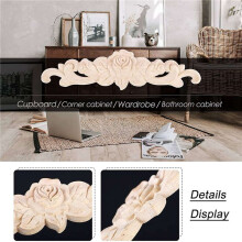 30 Pièces Séries Bois Sculpté Mur Décor Floral Bois Sculpté Applique Coin Décoratif pour Meubles Porte Armoire Lit Décorations