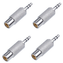 4X, 3,5 mm Stereofoniczny MęSki na RCA Mono żEńSki Adapter Audio, Srebrny