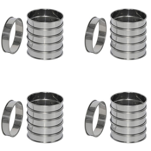 24 Pack 4 Polegadas Double Rolled English Muffin Rings, Aço Inoxidável Crumpet Rings, Tart Rings, Round
