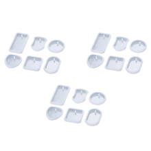 18X Conjunto de Moldes de Silicone com Pingente de Chaveiro Faça Você Mesmo Molde de EpóXi de Cristal Redondo Retangular Molde para Fabricação de