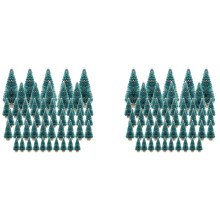 100PCS Miniature Artificial Christmas Tree Small Snow Frost Trees Pine Trees Christmas DIY Party Decoration Crafts
