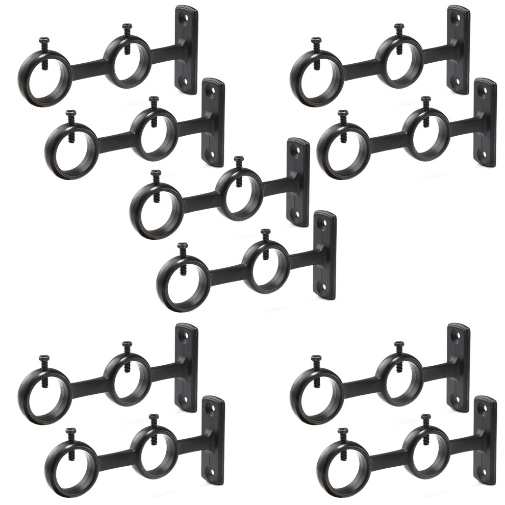 Curtain Rod Bracket, 10Pcs Double Curtain Rod Holder, Double Rod Brackets Hooks For Living Room Bedroom Curtain Rods 6031861936027