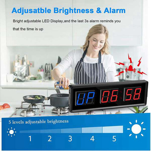 2X Gym Timer,LED Interval Timer Digital Countdown Wall Mounted Clock Fitness Timer,Digits Down/ Clock Stopwatch 1