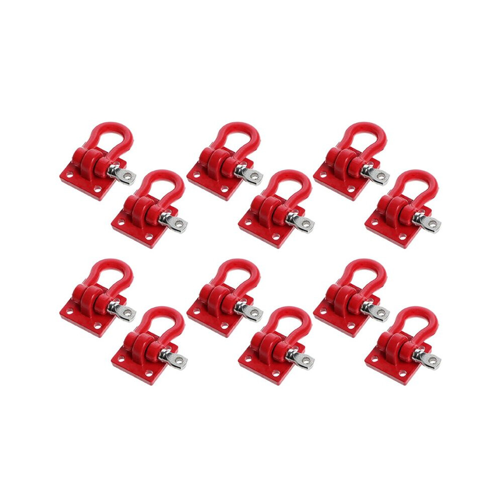12X Metal Climbing Trailer Tow Hook Hooks Buckle, Winch Shackles Accessory For 1/10 Scale Rc Crawler Truck D90 Scx10, Red 4712225330553