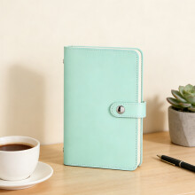 (Lake Blue) PU Leather A6 Cash Book for Bills & Notes