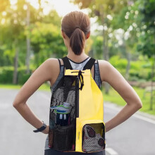 (Yellow) Swim Mesh Beach Bag with Wet Pocket