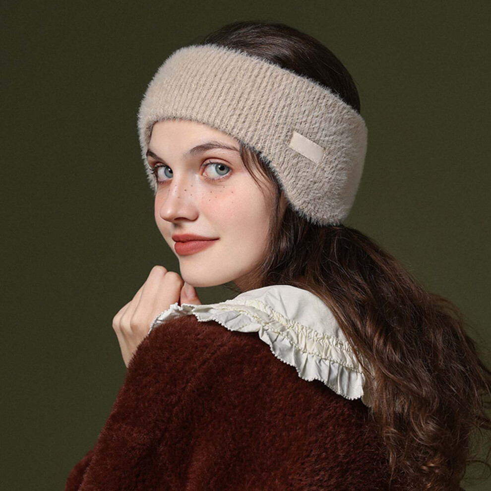 Dachuang Beauty (Khaki, Mink Hair) Winter Plush Ear Warmers For Hiking & Skiing