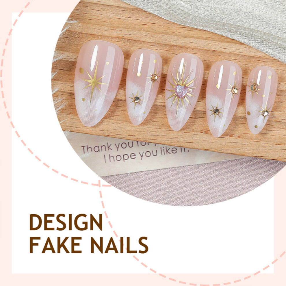Dachuang Beauty Glitter Almond Fake Nails 24Pcs Wedding Party