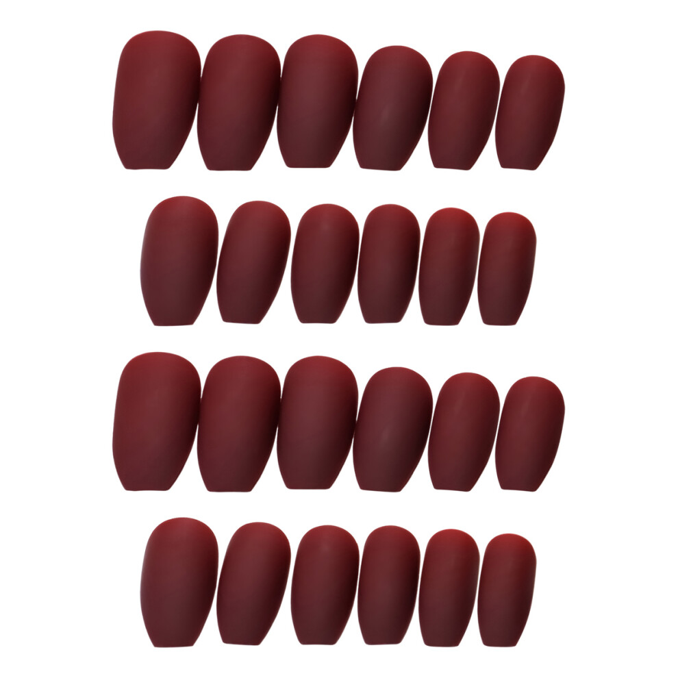 Creation-3C 24Pcs Wine Red Matte Press On Nails