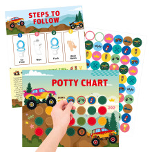 (Monster Truck) Eco-Friendly Toilet Training Stickers for Kids - 50 Chars