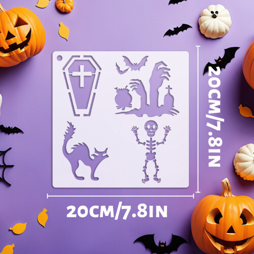 12PCS Halloween Scrapbook Stencils - Reusable PET Templates 1