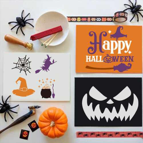 12PCS Halloween Scrapbook Stencils - Reusable PET Templates 2