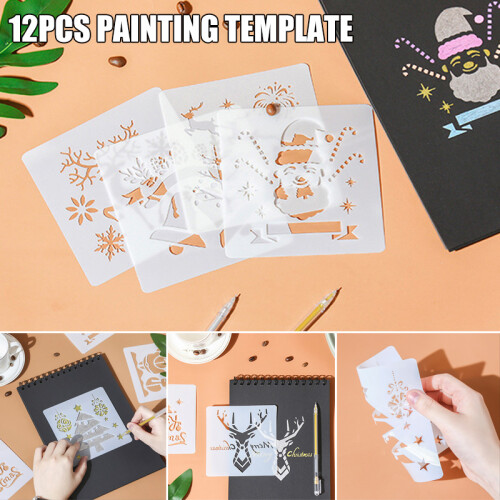 12Pcs Christmas Stencils for DIY Painting Decor