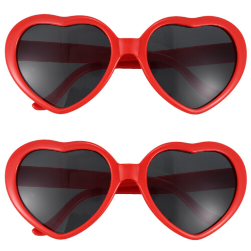 2X Gafas de  Forma de Corazon para Fiesta de Disfraces - Rojo 1