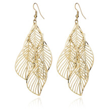 (Gold) Fashion Hollow Leaf Earrings, Gold/Silver Dangling