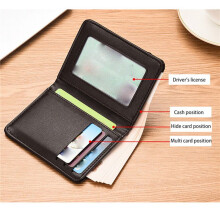 10X Ultra-Thin Men's Card Holder Wallet Briefcase Portable Anti-Demagnetization Document Card Holder Balck