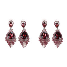 2 Pair Fashion Women Wedding Jewelry Austrian Crystal Long Crystal Drop Large Crystal Earrings for Women Red 1