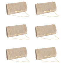 6X Borsa da Sera per Donna Borsa da Sera per Banchetti con Glitter per Le Donne Borsa da Donna con Tracolla Catena di Nozze (Champagne)