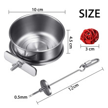 10Pack Stainless Steel Bird Feeder Set- Feeding Dish Cups Food Water Bowls Bird Food Holder