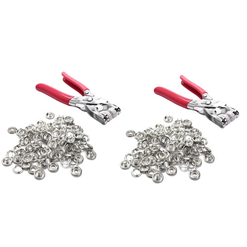 2X Pliers con 40 Set Bottoni Automatici del Rame Bianca con Bottoni Automatici per Rivetti