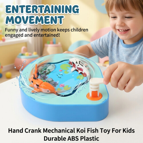 (Blue) Hand Crank Fish Toy for Kids - ABS Plastic 2