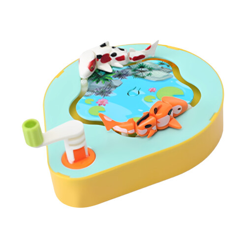 (Yellow) Hand Crank Fish Toy for Kids - ABS Plastic 1