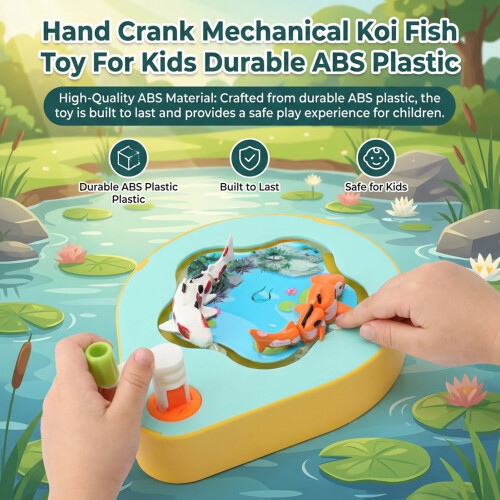 (Yellow) Hand Crank Fish Toy for Kids - ABS Plastic 2
