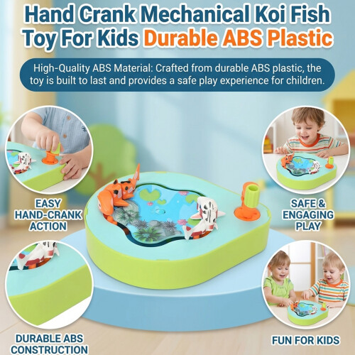 (Green) Hand Crank Fish Toy for Kids - ABS Plastic 2
