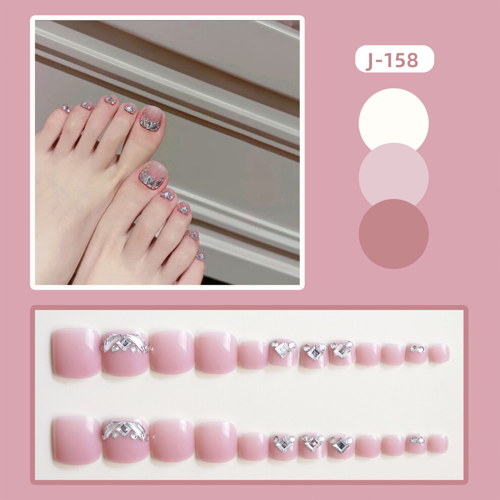 Zhouq-Outdoors (Jelly Glue Model) Glue-On Fake Toenails With Diamonds, Diy Manicure Kit