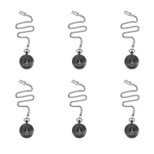 6X Vintage Steampunk Black Roman Numerals Necklace Quartz Pendant Pocket Watch Gift