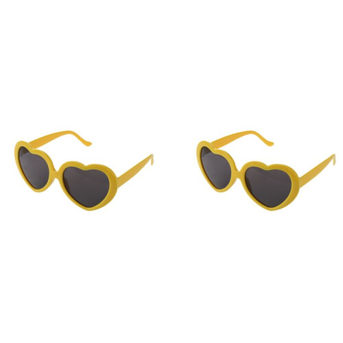 2X Moda Divertida Verano Forma de Corazon de Amor Gafas de  Amarillo