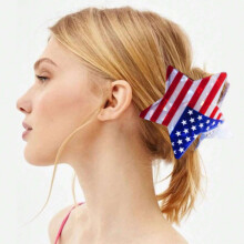(1) US Flag Hair Clip - Heart/Star Shape, Non-Slip