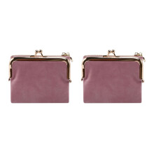 2X Women's Short Wallet Bifold Retro Multifunction Coin Purse with Zip and Kiss Lock