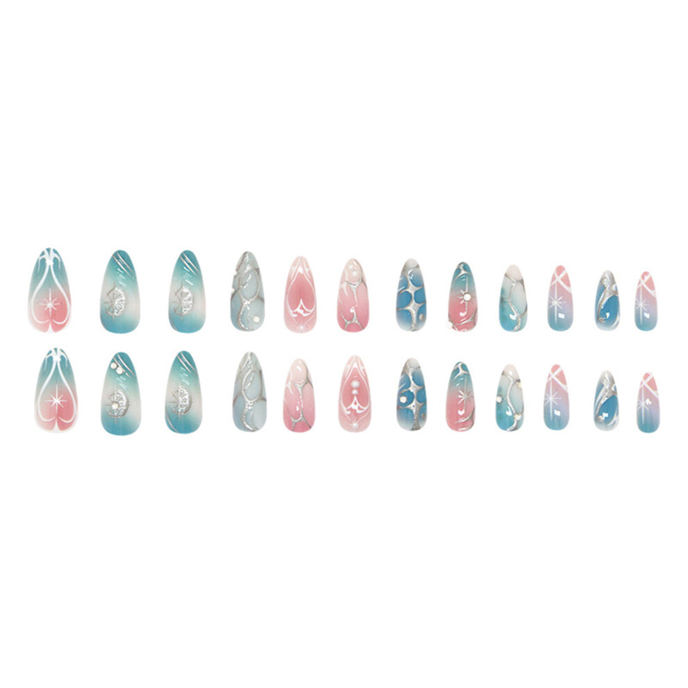 Dachuang Beauty Pink 24Pcs Star Fake Nails - Smooth Edge