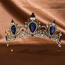 (Purple) Glitter Rhinestone Princess Crown for Weddings & Cosplay