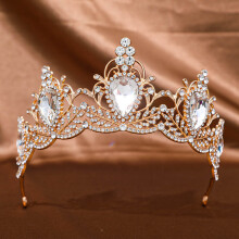 (Gold) Glitter Rhinestone Princess Crown for Weddings & Cosplay