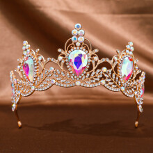 (Multicolour) Glitter Rhinestone Princess Crown for Weddings & Cosplay