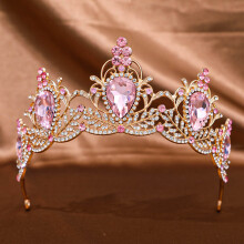 (Pink) Glitter Rhinestone Princess Crown for Weddings & Cosplay