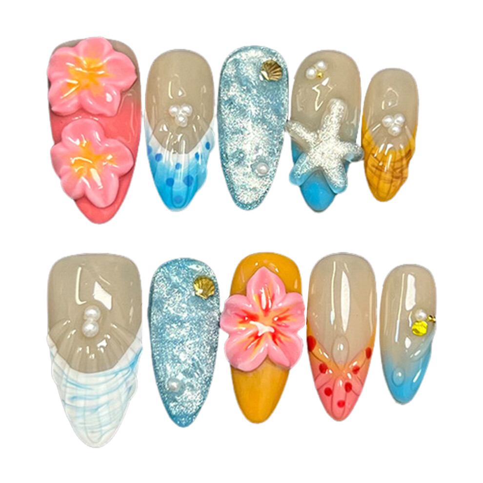 Bright-Home (Xs) 10Pcs Glossy Nude Fake Nails With French Tip With Not Easy Break Or Split Design For Fingernail Diy Decoration