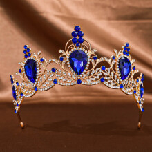 (Royal Blue) Glitter Rhinestone Princess Crown for Weddings & Cosplay