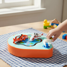 (Orange) Hand Crank Fish Toy for Kids - ABS Plastic