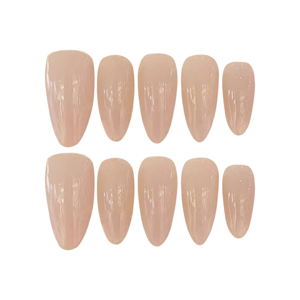 Zhouq-Outdoors (Xs) 10Pcs Icy Jade False Nails Long Nude