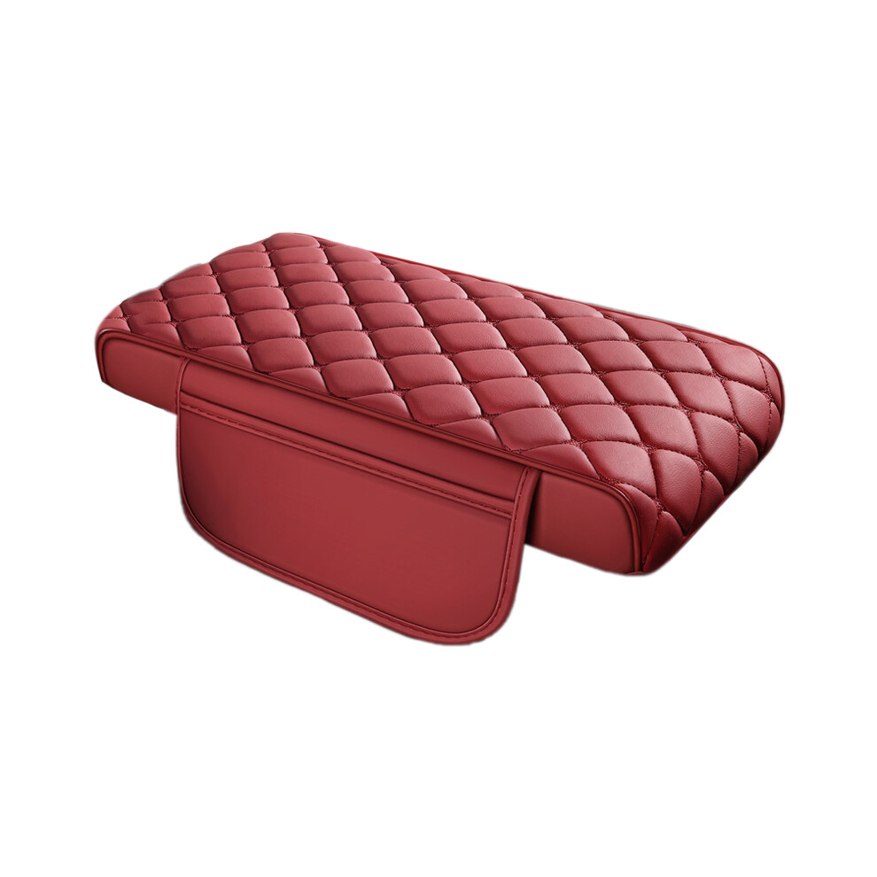 ( Regular Style) Universal Car Armrest Cushion - Pu Leather, Non-Slip Burgundy 6265976196674